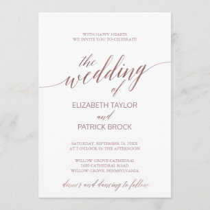 Elegant Rose Gold Calligraphy The Wedding Of Invitation