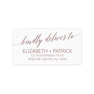 Elegant Rose Gold Calligraphy Wedding Label