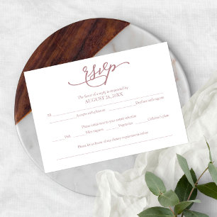 Elegant Rose Gold Calligraphy Wedding RSVP Card