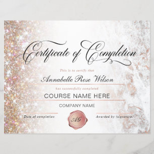Elegant Rose Gold Certificate of Completion Award
