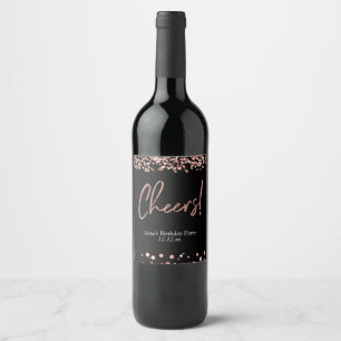 Elegant rose gold cheers wine label