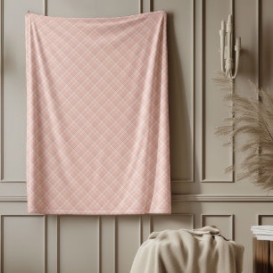 Elegant Rose Gold Chequered Throw Blanket