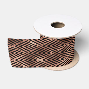 Elegant Rose Gold Chevron Diamond Art Deco Pattern Satin Ribbon