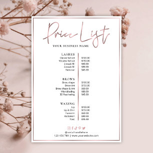 Elegant Rose Gold Chic Nail Spa Beauty Price List