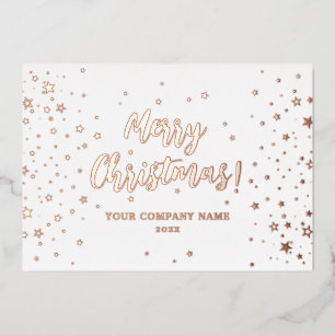 Elegant Rose Gold Christmas Company Foil Card