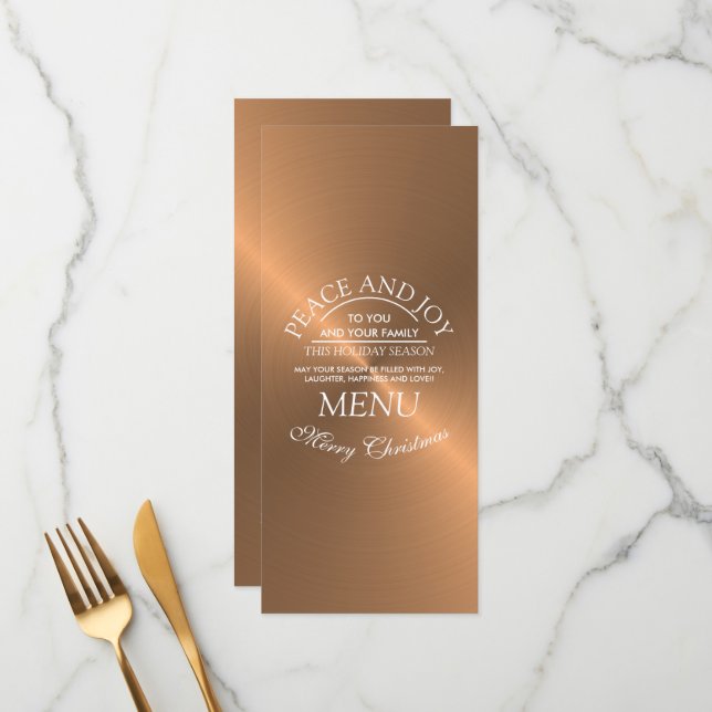 Elegant Rose Gold Christmas Menu (Front/Back In Situ)