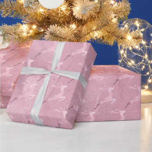 Elegant rose gold Christmas reindeer pattern Wrapping Paper