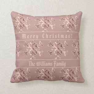 Elegant Rose Gold Christmas Snowflakes Pattern Cushion