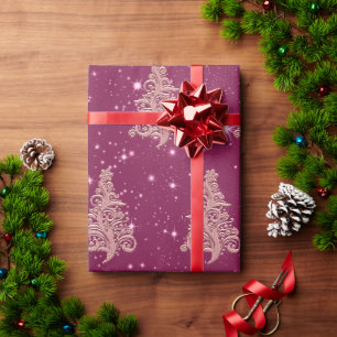 Elegant Rose Gold Christmas Tree Pattern Wrapping Paper