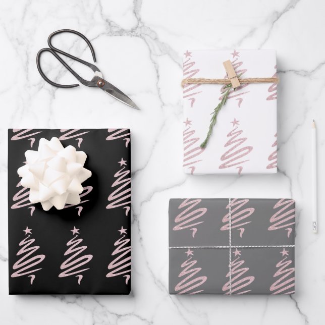 Elegant rose gold Christmas tree pattern    Wrapping Paper Sheet (Front)