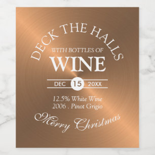 Elegant Rose Gold Christmas Wine Label