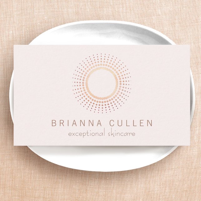 Elegant Rose Gold Circle Aesthetician White Business Card (Creator Uploaded)