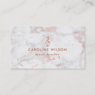 elegant rose gold clef on pink marble business card