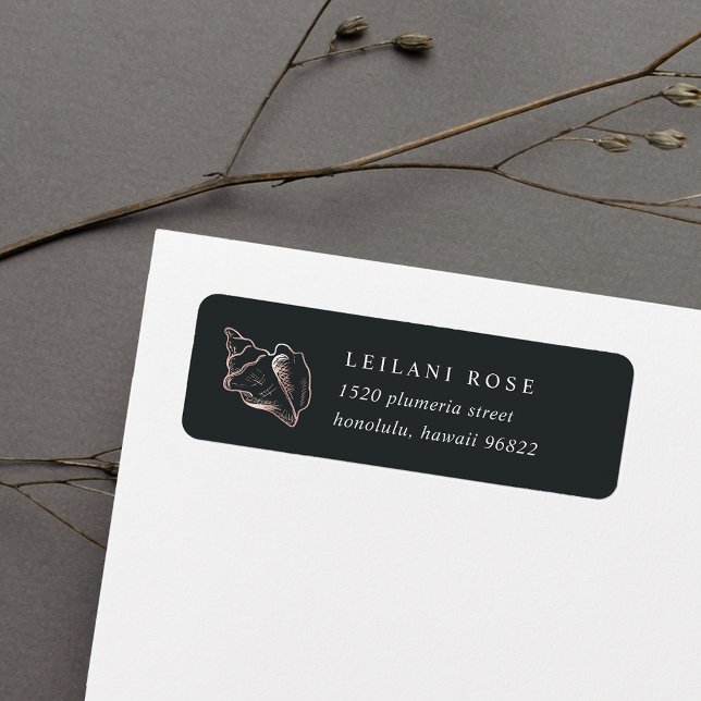 Elegant Rose Gold Conch Shell Return Address (Creator Uploaded)
