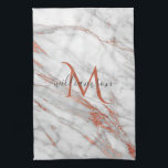 Elegant Rose Gold Copper White Marble Monogram  Tea Towel<br><div class="desc">Elegant Chic Rose Gold and White Marble Monogram home decor design ready to personalise with your monogram.</div>