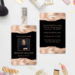 Elegant Rose Gold Custom Employee Photo Company ID Badge