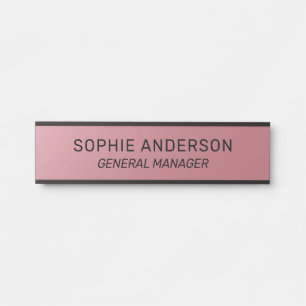 Elegant Rose Gold Custom Name Job Title Door Sign