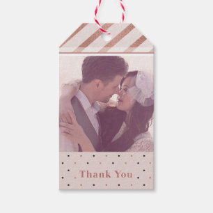 Elegant Rose Gold Custom Photo Thank You Gift Tags