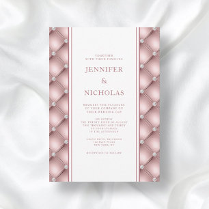 Elegant Rose Gold Diamond Tufted Wedding Invitatio Invitation