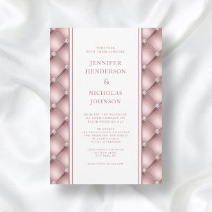 Elegant Rose Gold Diamond Tufted Wedding Invitation