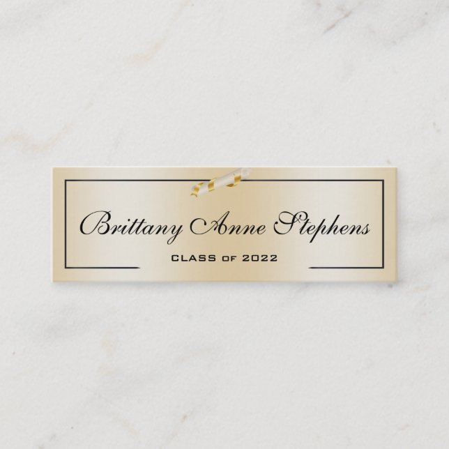 Elegant Rose Gold Diploma Name Card Insert (Front)