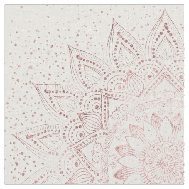 Elegant Rose Gold Dots Mandala Fabric (Close Up)