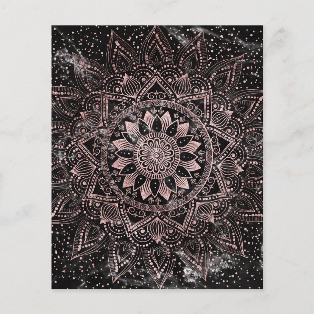 Elegant  Rose Gold Dots Mandala Marble  Flyer (Front)