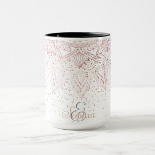 Elegant Rose Gold Dots Mandala Mug