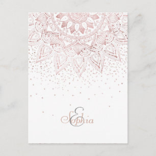 Elegant Rose Gold Dots Mandala Postcard