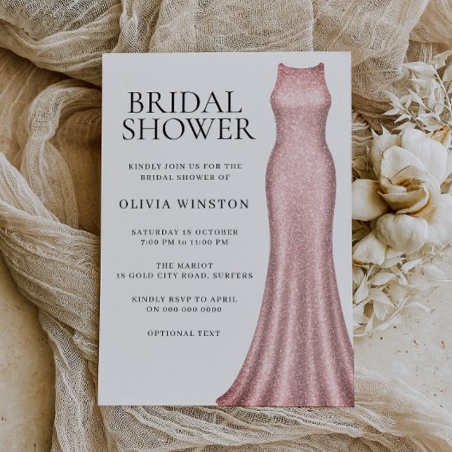 Elegant Rose Gold Dress Bridal Shower Invitation (Creator Uploaded)