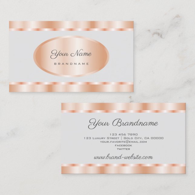 Elegant Rose Gold Effect Colours with Light Grey  Business Card (Front/Back)