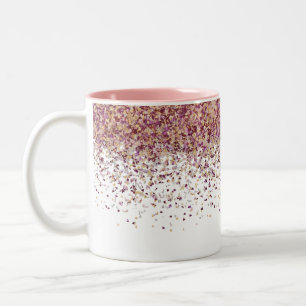 Elegant Rose Gold Falling Confetti Ombre Two-Tone Coffee Mug