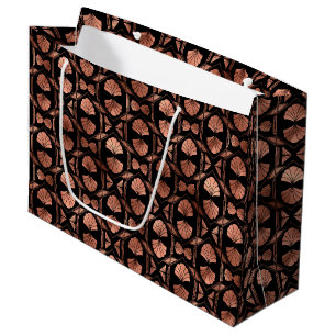 Elegant Rose Gold Fan Grid Art Deco Pattern Design Large Gift Bag