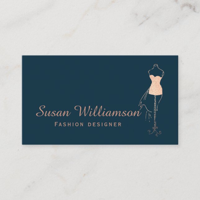 Elegant Rose Gold Fashion Designer Business Card (Front)