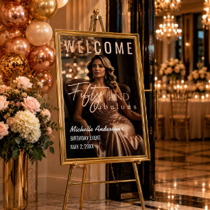 Elegant Rose Gold Fifty and Fabulous Poster