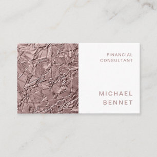 Elegant Rose Gold Finance Consultant Business Card