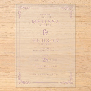 Elegant Rose Gold Floral Acrylic Invitations