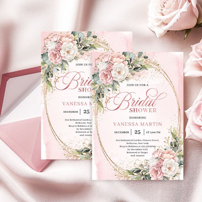 Elegant Rose Gold Floral Bridal Shower Invitation (Elegant Rose Gold Floral Bridal Shower Invitation)