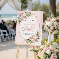 Elegant Rose Gold Floral Bridal Shower Welcome