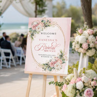 Elegant Rose Gold Floral Bridal Shower Welcome