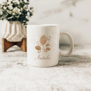 Elegant Rose Gold Floral Custom Name Coffee Mug