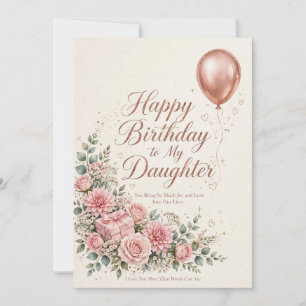 Elegant Rose Gold Floral Daughter Birthday Card