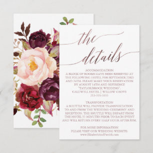 Elegant Rose Gold Floral Details Insert Card