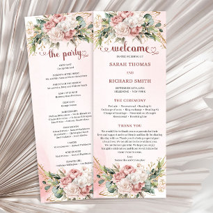Elegant Rose Gold Floral Eucalyptus Wedding Ceremo Programme