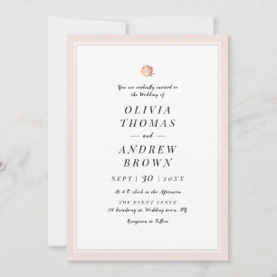 Elegant Rose gold floral minimalist wedding Invitation