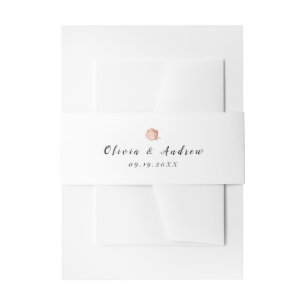 Elegant Rose gold floral minimalist wedding Invitation Belly Band