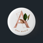 Elegant Rose Gold Floral Monogram Bridal Party<br><div class="desc">The letter A - a beautiful monogram initial in rose gold embellished with an exquisite floral and geometric shape pattern.  Ideal gift and keepsake idea for your favourite bridesmaid.  Easily customise the name of choice.</div>