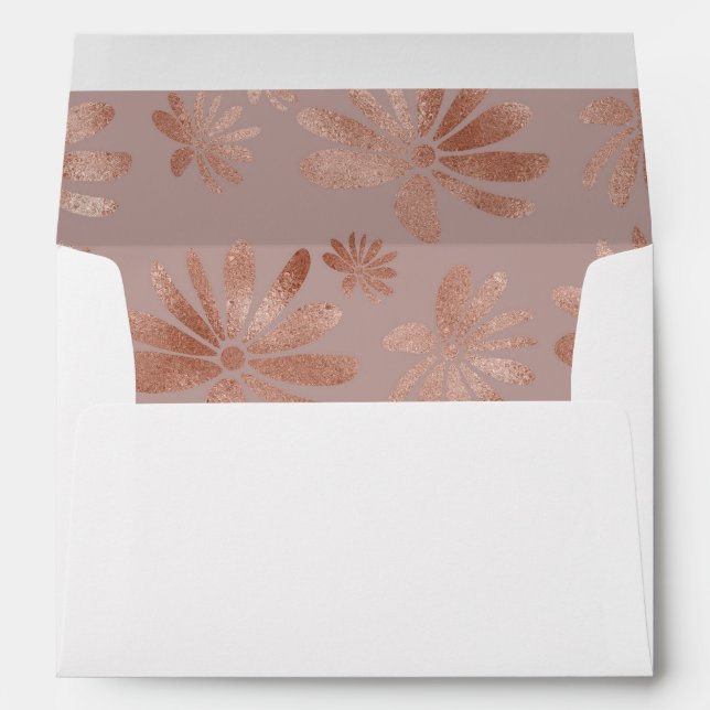 Elegant Rose Gold Floral Personalised Envelopes (Back (Bottom))