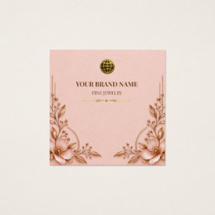 Elegant Rose Gold Floral Square Necklace Card