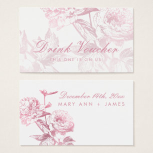 Elegant Rose Gold Floral Wedding Drink Voucher